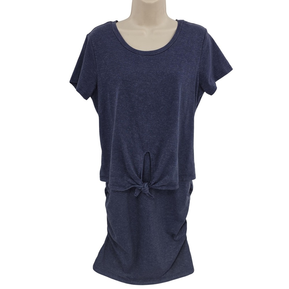 Anthropologie Sundry Dress Women 3 L Blue Tie Front T-Shirt Knit Lounge Beachy